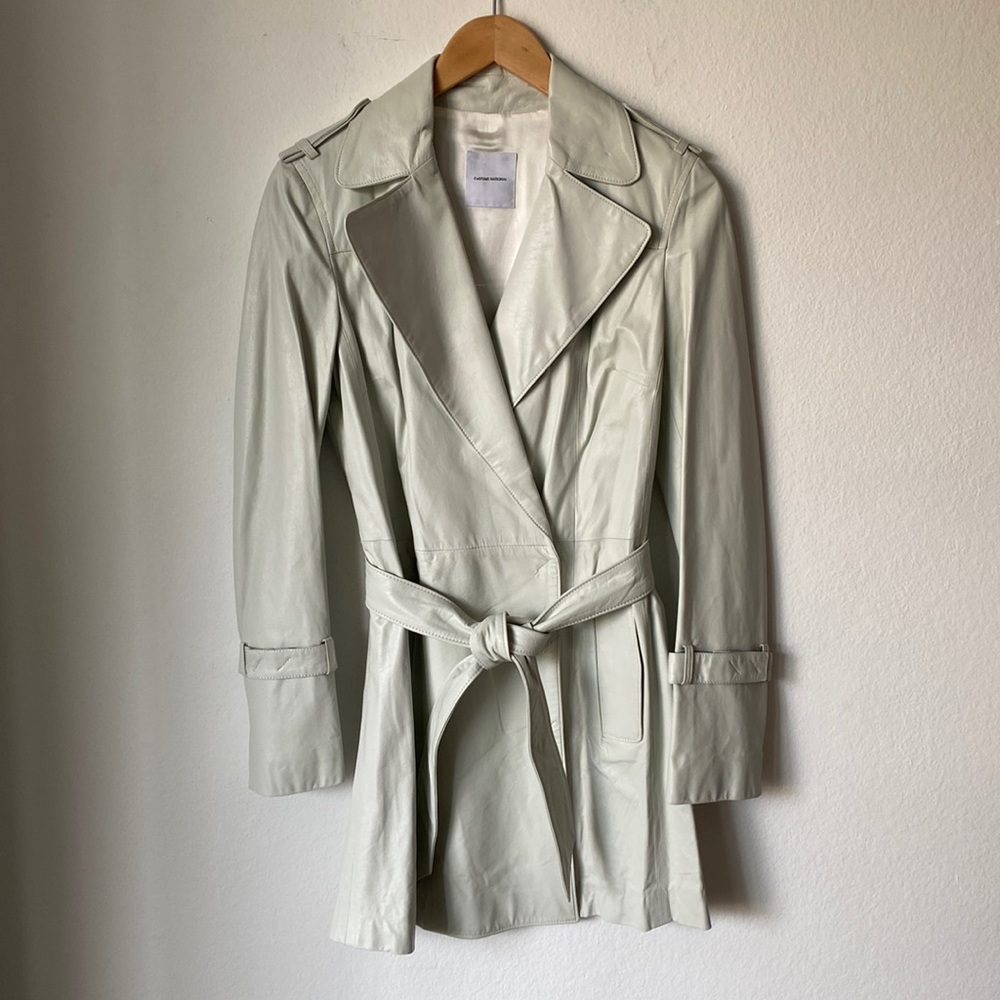 NWT Costume National Genuine Leather Trench Rain Coat Jacket, EU40 or US4